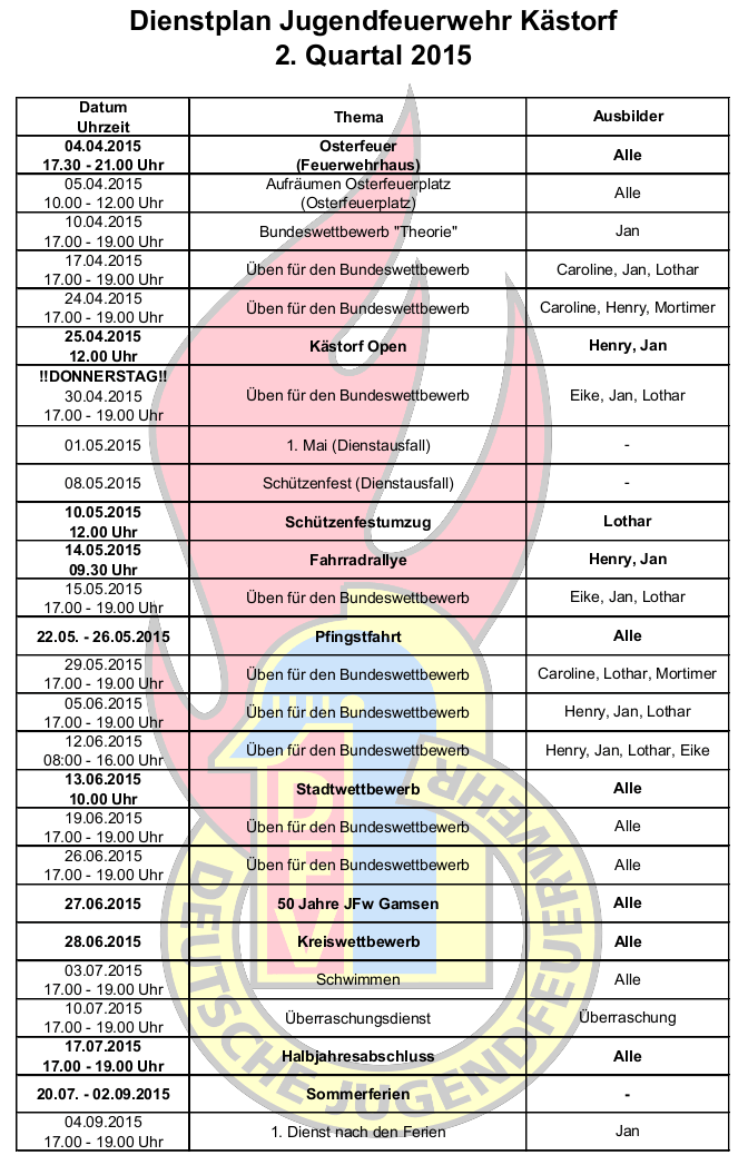 dienstplan jugendfeuerwehr 3.quartal 2015